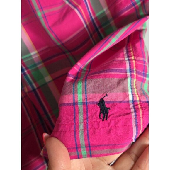 Polo Ralph Lauren Swim Trunks Men XL Pink Multicolor Plaid Madras Shorts Lined - Picture 3 of 7